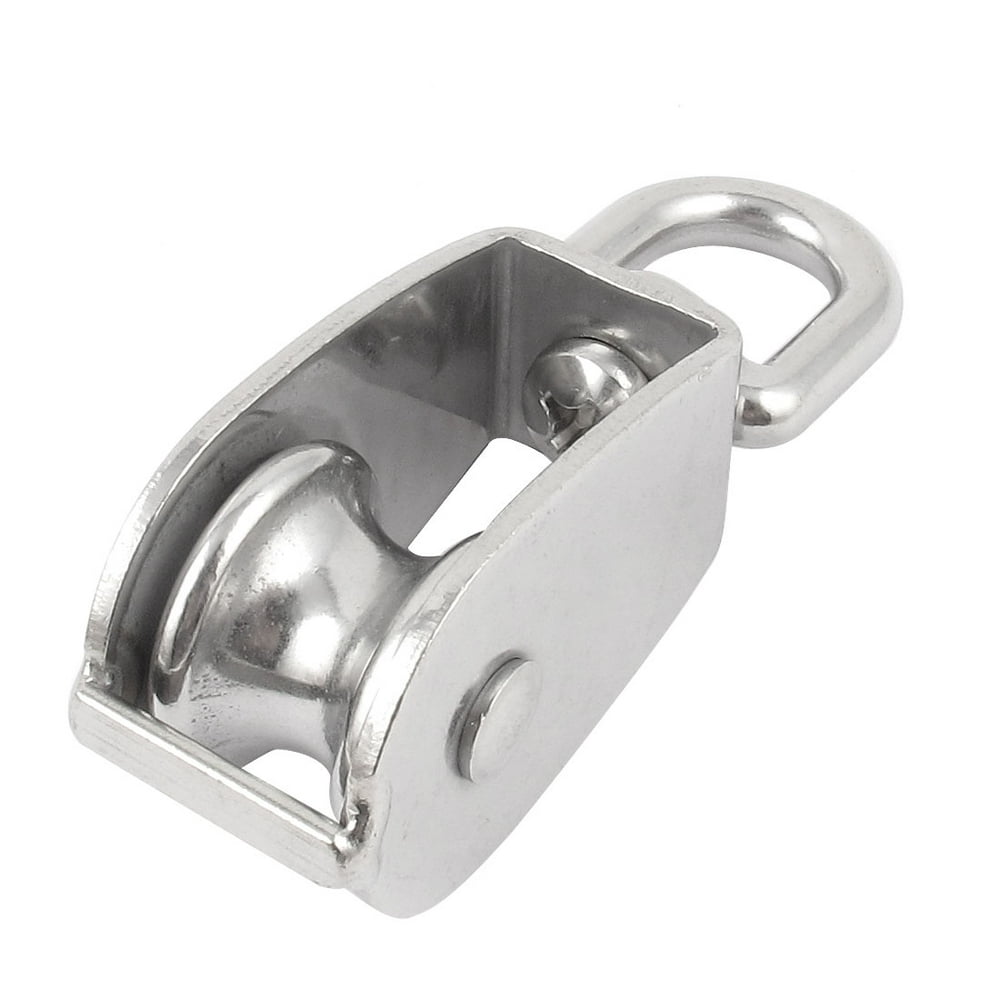 25mm Silver Tone Single Sheave Hoist Swivel Eye Wire Rope Pulley Wheel