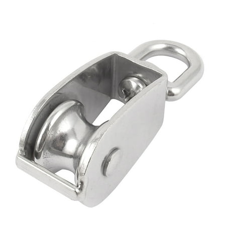 25mm Silver Tone Single Sheave Hoist Swivel Eye Wire Rope Pulley Wheel 0.15 Ton