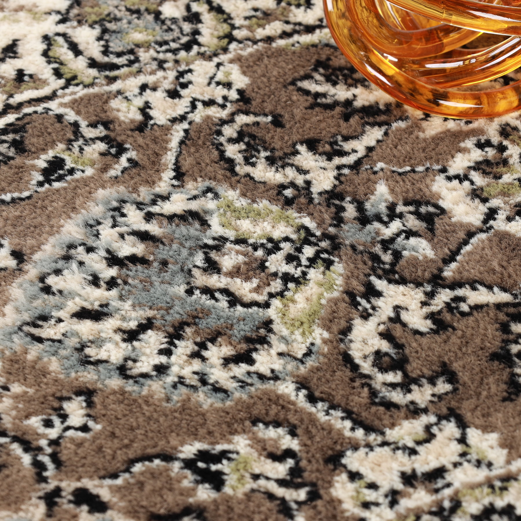 Superior Lille Traditional Floral Indoor Runner Rug, Brown, 5' x 8'