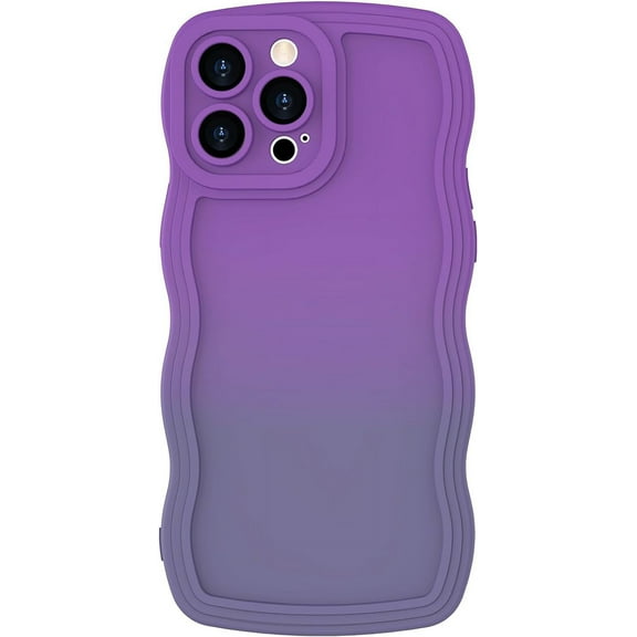 Case for iPhone 12 Pro Max Case, Wave Curly Frame Design for Women Girls, Cute Wavy Gradient Color Phone Case, Soft TPU SLiquid Silicone Protection Phone Cover for 12 Pro Max, Violet Grey