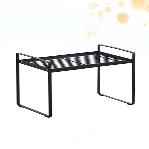 KALLORY 1Set Rectangular Metal Rack for Kitchen Pot Storage with High-temperature Paint Black