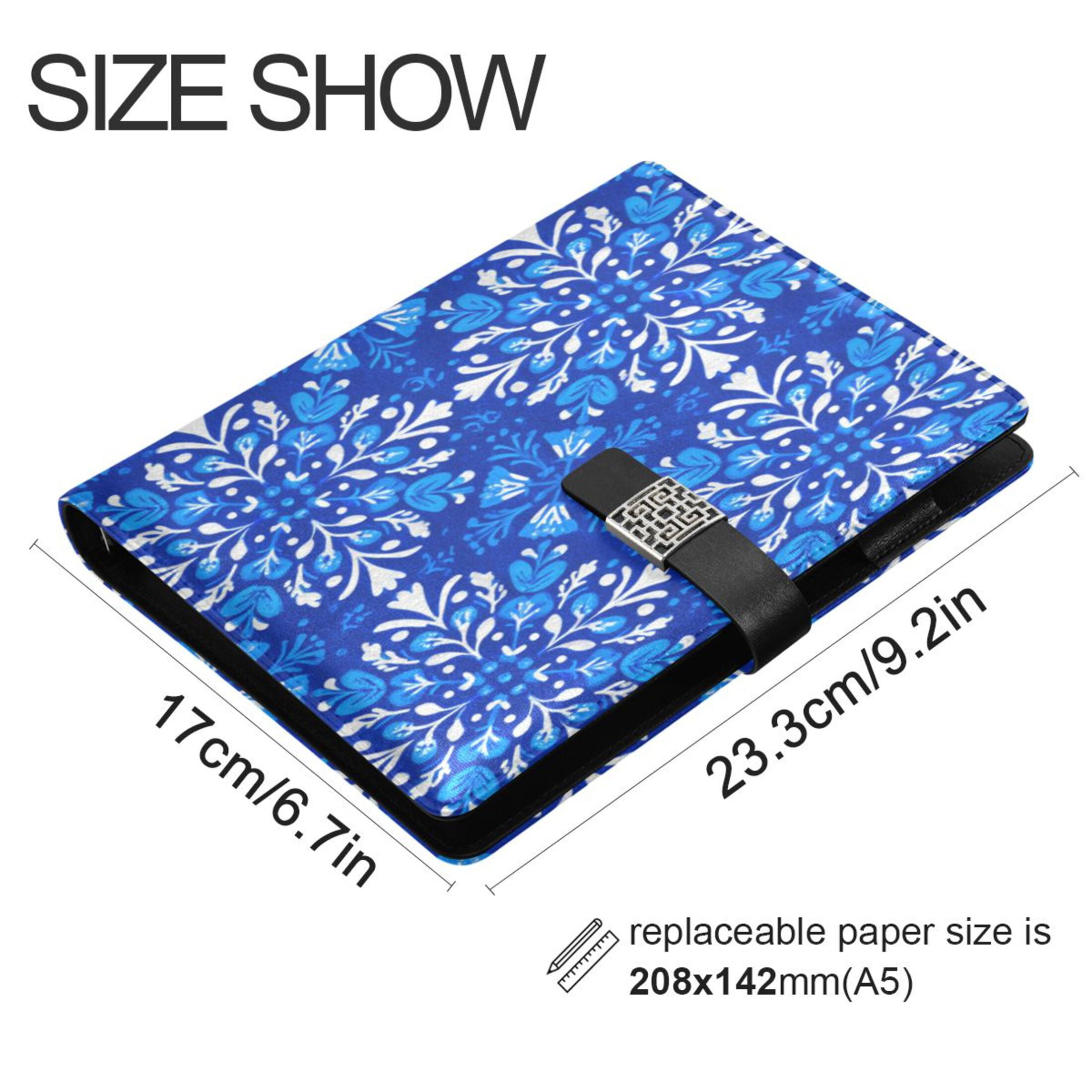 Leather Planner Leather Notebook Notebook Journal Binder Design Pen Pocket Design Convenient for Storage Blue Beautiful