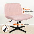thumbnail image 6 of NEO CHAIR Criss Cross Chair No Wheels Armless&nbsp;Comfy Desk Chair Wide Vanity Makeup&nbsp;Cross Legged Office Adjustable Computer Task for Home Office Fabric (Pink), 6 of 7