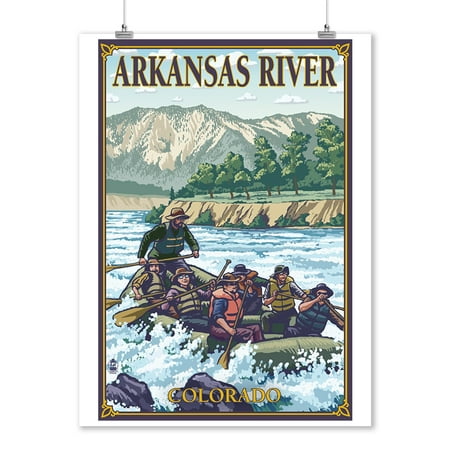 Arkansas River, Colorado - River Rafting - Lantern Press Artwork (9x12 Art Print, Wall Decor Travel