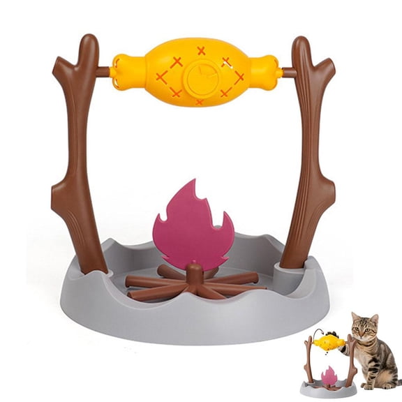 Rotatable Roast and Flame Interactive Cat Treat Dispenser Toy,Campfire Cats Slow Feeding Snack Box Interactive Enrichment ToyIndoor Cats & Kittens Boredom Relief