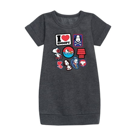 

Peanuts - I Heart Snoopy Patches - Youth Girls Fleece Dress