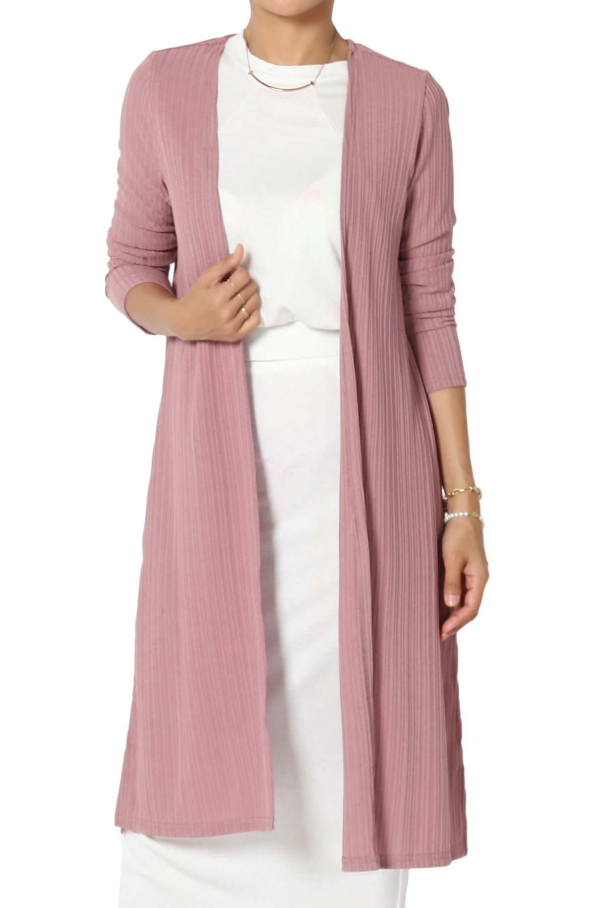 Side Slit Longline Open Front Cardigan 