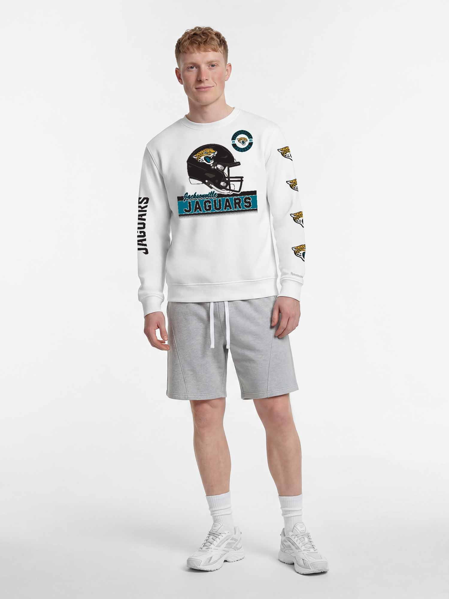 Jacksonville Jaguars Reebok Mens White Crew Sweatshirt