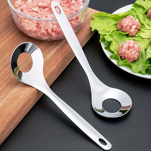 1 Pc Stainless Steel Meatball Maker, Meatball Spoon, Nonstick Meat Ball Maker With Long Handle, Meat Ball Maker Suitable For Family Restaurant, Tableware
