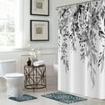 thumbnail image 3 of Eucalyptus Shower Curtain, Watercolor Black Leaves on The Top Plant with Floral Bathroom Curtain Bathtub Home Decor Waterproof Fabric Machine Washable with 12 Hooks, 3 of 6