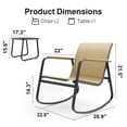 thumbnail image 5 of Asofer 3-Piece Outdoor Rocking Bistro Set, Patio Furniture Set with Glass Table for Poolside, Porch, Lawn, Brown, 5 of 10