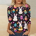 thumbnail image 7 of ZVAVZ Easter 3/4 Sleeve Shirts for Women Easter Day Crewneck Basic T-Shirts Funny Bunny Rabbit Eggs Graphic Tees Black,XXL, 7 of 7