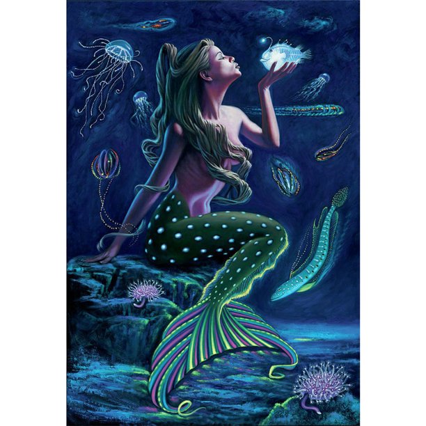 Cuadros Decorativos imagen redonda completa de sirena JShteea Nuevos Originales