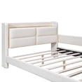 thumbnail image 5 of Full Size PU Leather Upholstered Platform Bed, Mattress Foundation with Guardrail and Storage Headboard & Footboard, Modern Panel Bed Corner Bed Frame with Wood Slats Support, Beige, 5 of 9