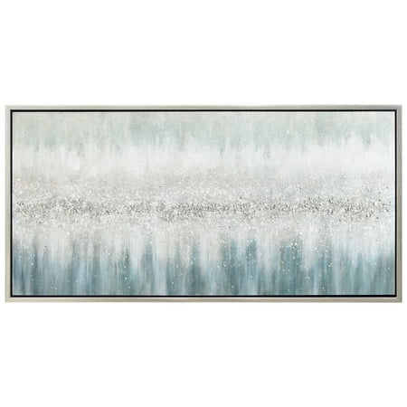Silver Mist Textured Glitter Hand Painted Framed Canvas Wall Art