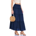 thumbnail image 7 of oqasdz Maxi Skirts for Women Casual Elegant High Waisted A Line Flowy Ruffles Solid Color Tiered Thin Breathable Formal Long Skirt, 7 of 7