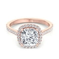 thumbnail image 2 of Oceana - Moissanite Cushion Cut Lab Diamond Halo Engagement Ring with Sidestones, 2 of 4