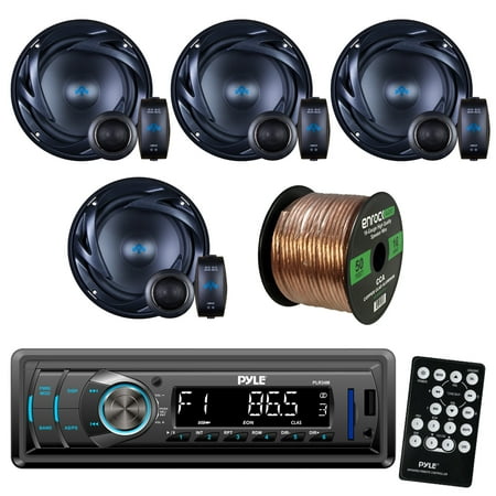 - Pyle PLR34M In Dash AM FM Car Receiver With MP3 Playback & USB, SD, Aux, Inputs, Bundle Kit With 4x Autotek ATS65C ATS 6.5