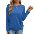 thumbnail image 2 of Black and Friday Deals,Cotton Pullover Sweatshirt Crewneck Womens Long Sleeve Cozy Base Shirts Solid Color Casual Fall Winter Tops (2XL, Blue), 2 of 7