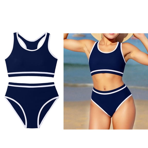 Kids Swimsuits 2 Piece Quick Dry Girls Bathing Suit with Chest Pad Swimming Suit for Girls 6-7 Years