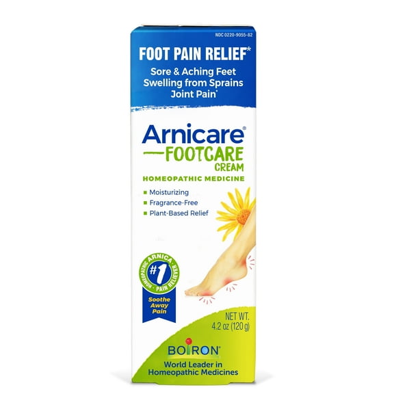 Boiron Arnicare FootCare Cream, Homeopathic Medicine for Fott Pain Relief, Sore& Aching Feet, Swelling from Sprains, Joint Pain, 4.2 oz