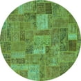 thumbnail image 1 of Ahgly Company Indoor Round Patchwork Turquoise Blue Transitional Area Rugs, 4' Round, 1 of 4