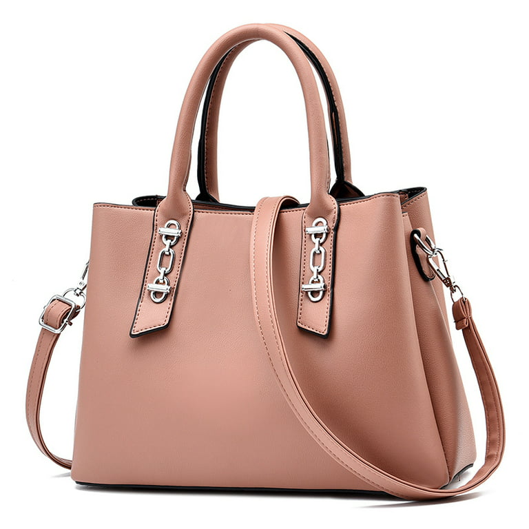 Fashion Faux Leather Hand Bag, Double Handle Zipper Shoulder Bag For  Ladies, Simple Satchel Purse
