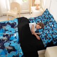 thumbnail image 4 of Castle Fairy Dirt Bike Pattern Bedding Comforter Set 7pcs for Teens, Graffiti Print Queen Bedding Sets for Bedroom, Blue Gray,Black Reversible, 4 of 7