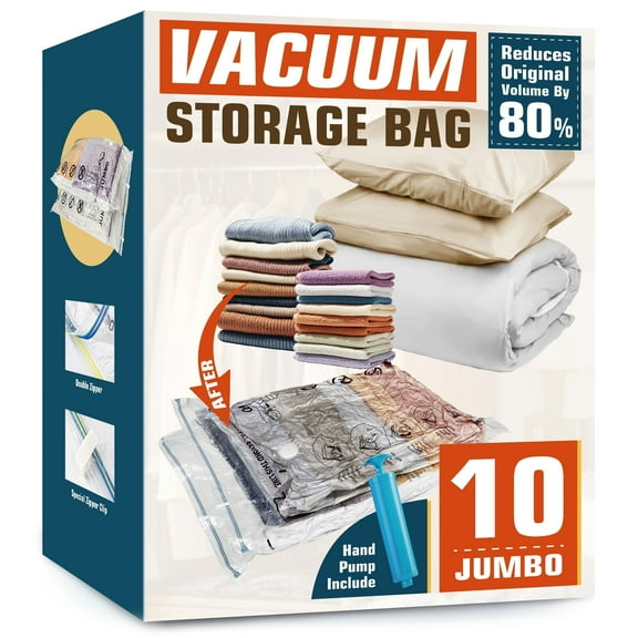 AGALI Large Space Vacuum Storage Bags 10 Jumbo Pack for Clothes Comforters Blankets Bedding