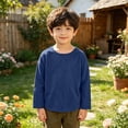 thumbnail image 5 of Tsivenald Boys Sweatshirt Shirts Crew Neck Pullover Kid Fleece Sweatshirt Lightweight Long Sleeve Tops, Blue, Age 10-11 Years, 5 of 8