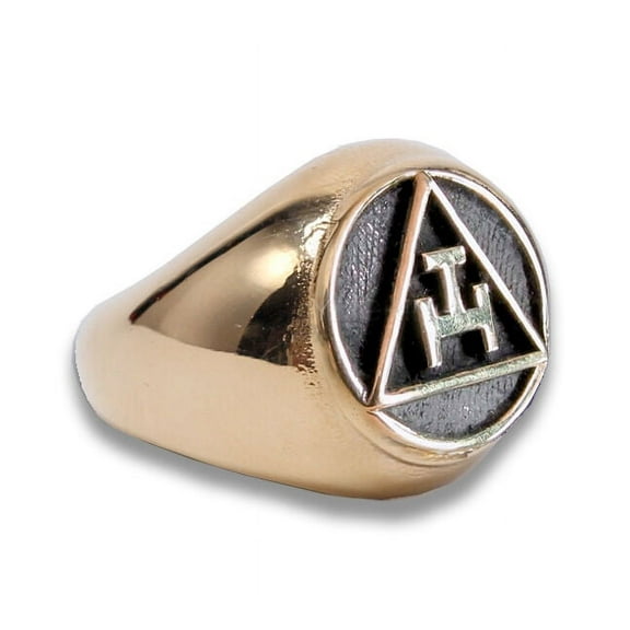 Steel Masonic Rings. Gold Tone Royal Arch Freemasons Round Triple Tau