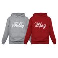 thumbnail image 1 of Hubby & Wifey Matching Couple Hoodie His & Hers Gift For Husband and Wife Hubbey Gray XX-Large / Wifey Red Medium, 1 of 6