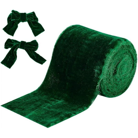 5 Yards Dark Green Velvet Ribbon 3 Inch Wide Velvet Frayed Ribbon Vintage Velvet Ribbon for Christmas Velvet Ribbon Trim Raw Edge Velvet Ribbon for Gift Wrapping Home Decoration for making