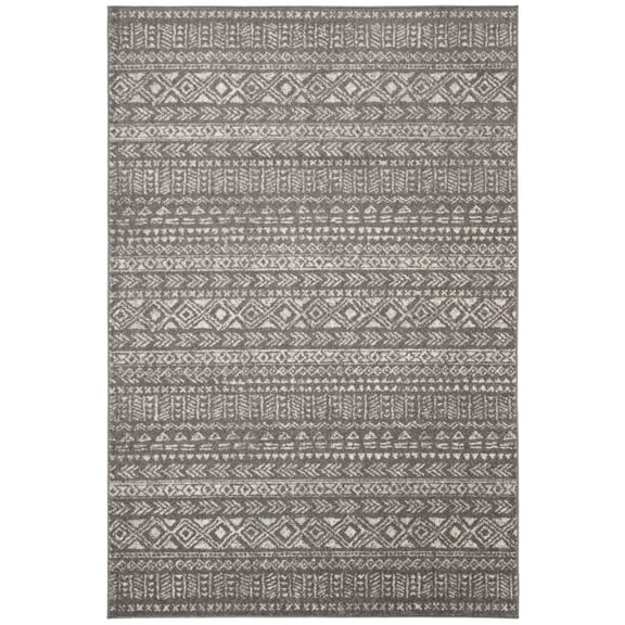 SAFAVIEH Tulum Britton Moroccan Geometric Runner Rug, Dark Grey/Ivory, 2' x 8'