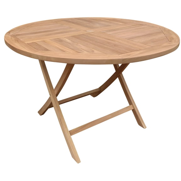 Seven Seas Teak Panama Round Outdoor Patio Folding Dining Table, A-Grade Teak Wood