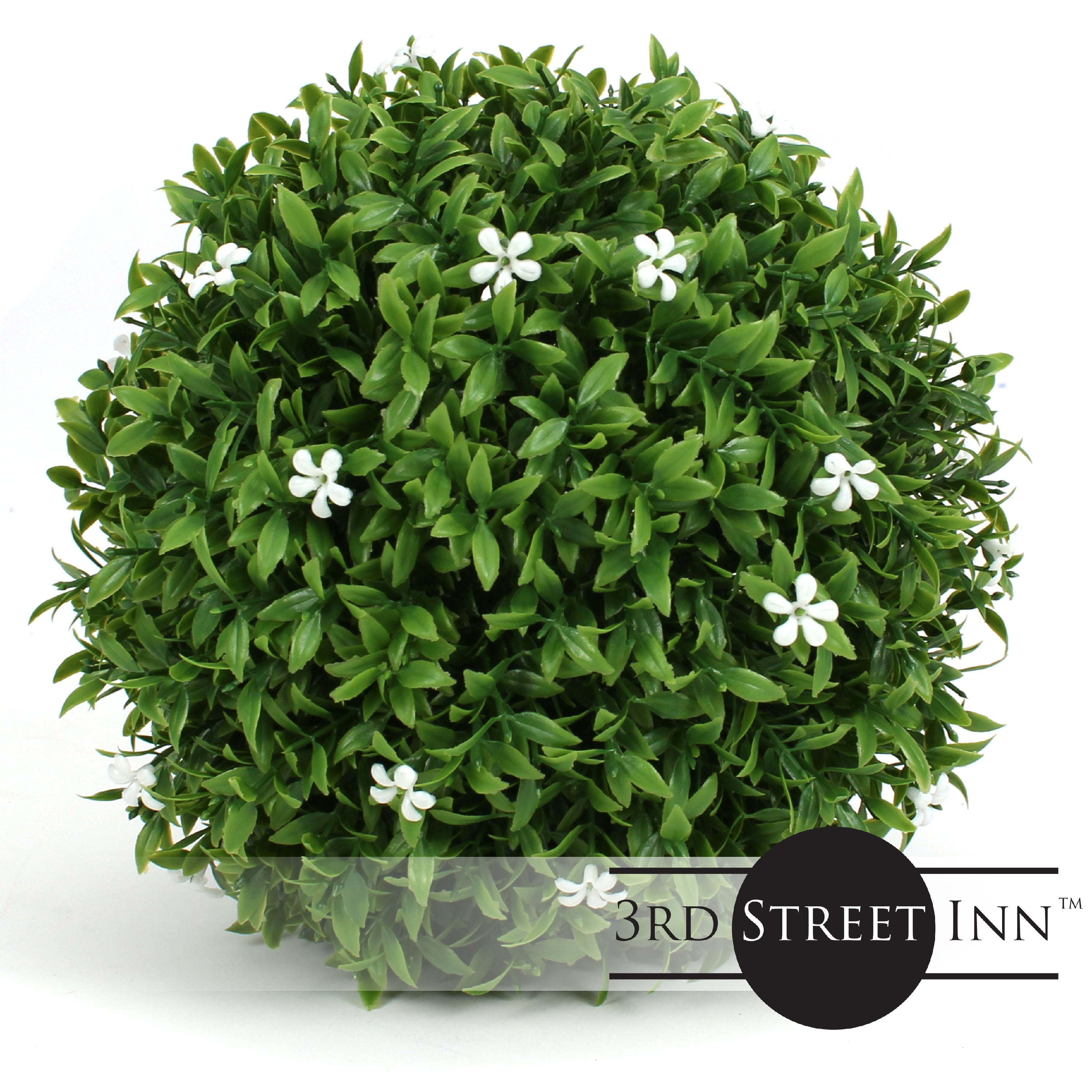 3rd Street Inn White Flower Topiary Ball 7" Artificial Topiary Plant