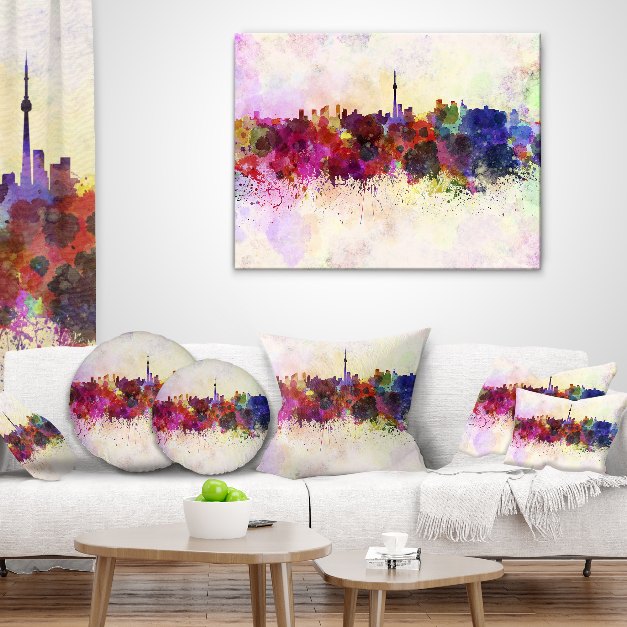 Designart Toronto Skyline - Cityscape Throw Pillow - 16x16