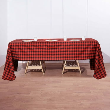 Efavormart Perfect Picnic Inspired Black/Red Checkered 60x126" Polyester Tablecloths For Party Event Decor