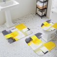thumbnail image 3 of Yellow Gray Bathroom Rugs Set Graffiti Art Color Block Abstract Geometric Modern Non Slip Absorbent Soft Bath Mats 3 Piece Set with Bathroom Rug, U-Shaped Floor Mat, Toilet Seat Cover Small Size, 3 of 9