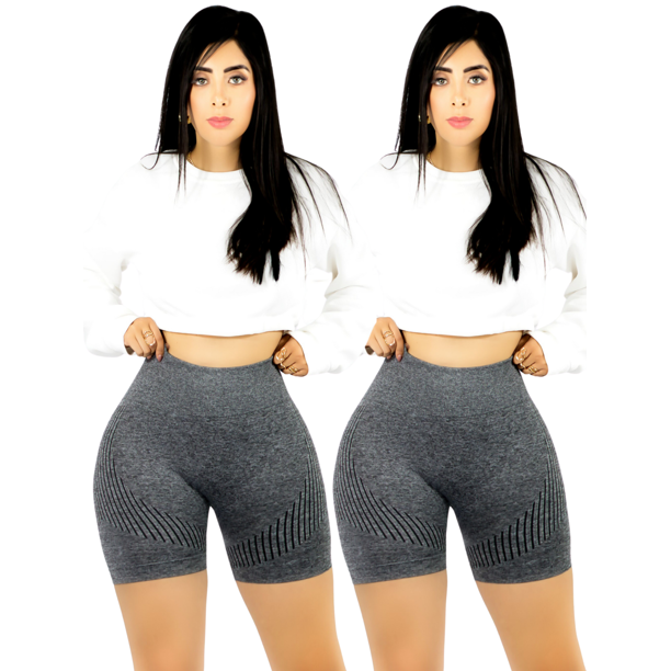 Set De Dos Biker Short Mujer Stretch Unitalla Shore Dama Chores Gym Talle Alto