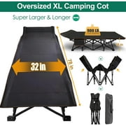 Slsy Oversized XXL Folding Camping Cot with 2-Sided Cushion & Carry Bag for Adults & Kids, 32 Wide XXL Portable Folding Bed Sleeping Cot, Folding Guest Bed