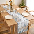 thumbnail image 3 of Blue Beige Coastal Table Runner - 48 Inch Long Beach Starfish Summer Eucalyptus Retro Cotton and Linen Blended Dress Scarves Farmhouse Table Runner for Kitchen Dining, Coffee Table, 13" x 48", 3 of 8