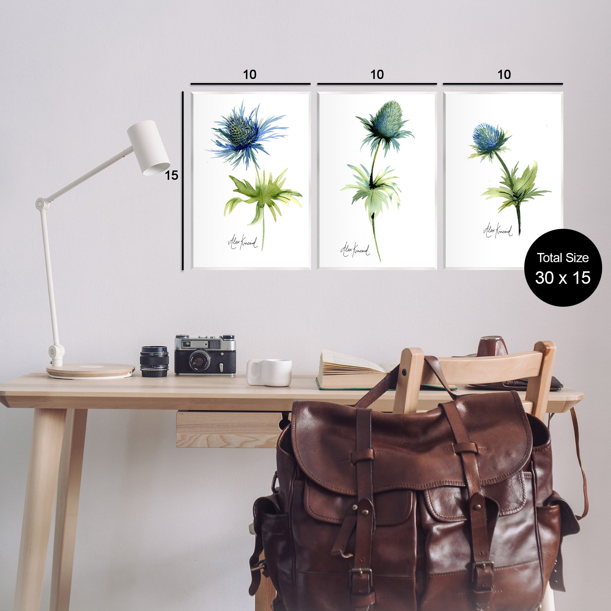 Stupell Industries Thistle Watercolors on White Botanical & Floral Painting Unframed Art Print Wall Art, 10 x 15, Set of 3