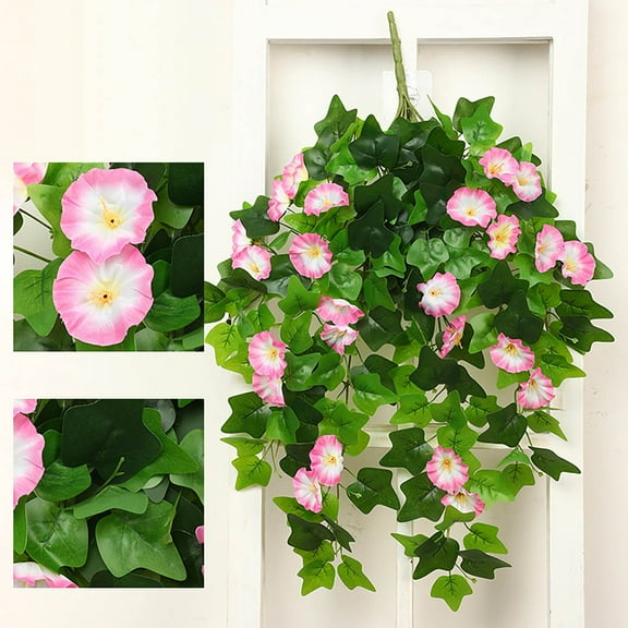 Steadline Artificial Morning Glory Flowers for Indoor Outdoor Decor, Realistic Silk Hanging Plants with Green Leaves, UV Resistant Faux Flowers for Wall Patio Garden Decoration