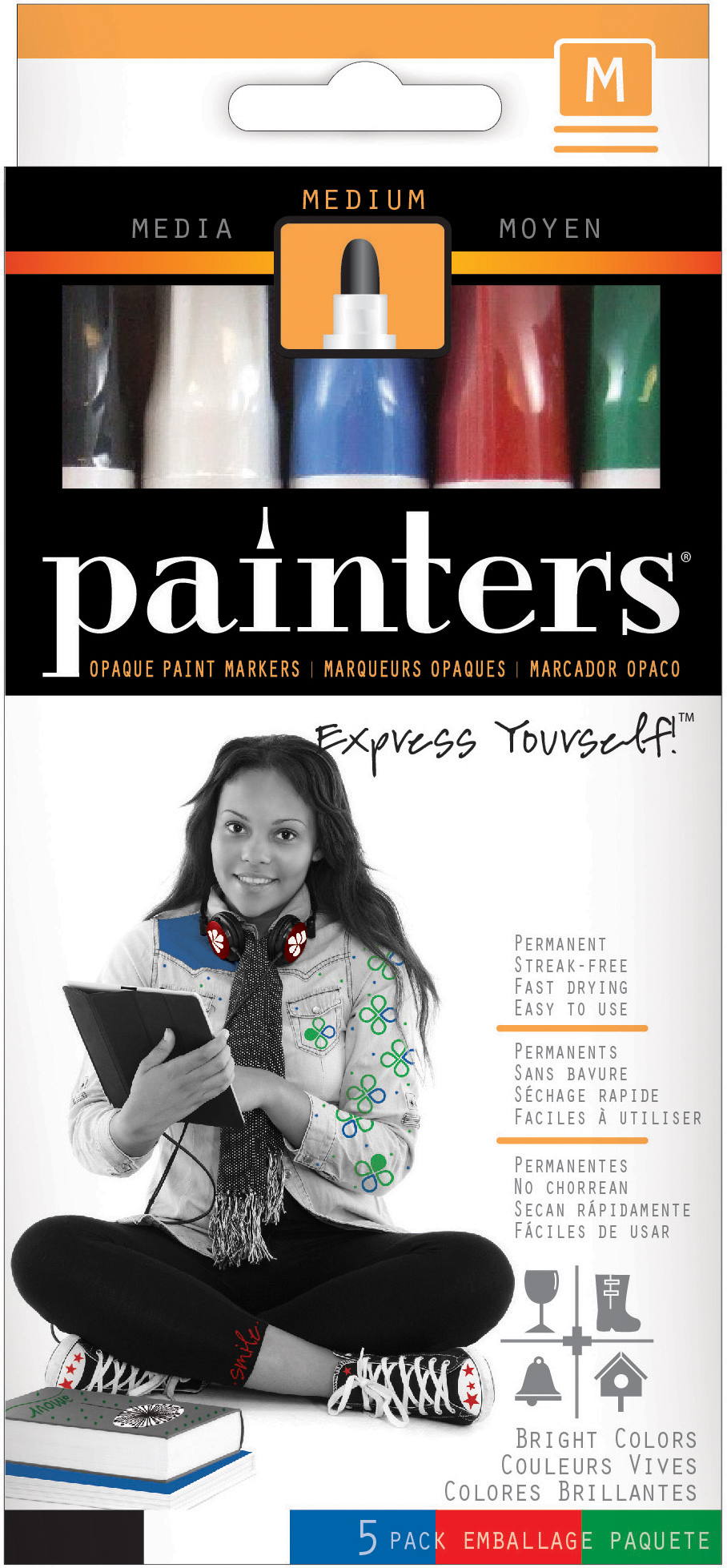 Painters Medium Point Assorted Color Permanent Paint Pens, 5 Count - image 2 of 3