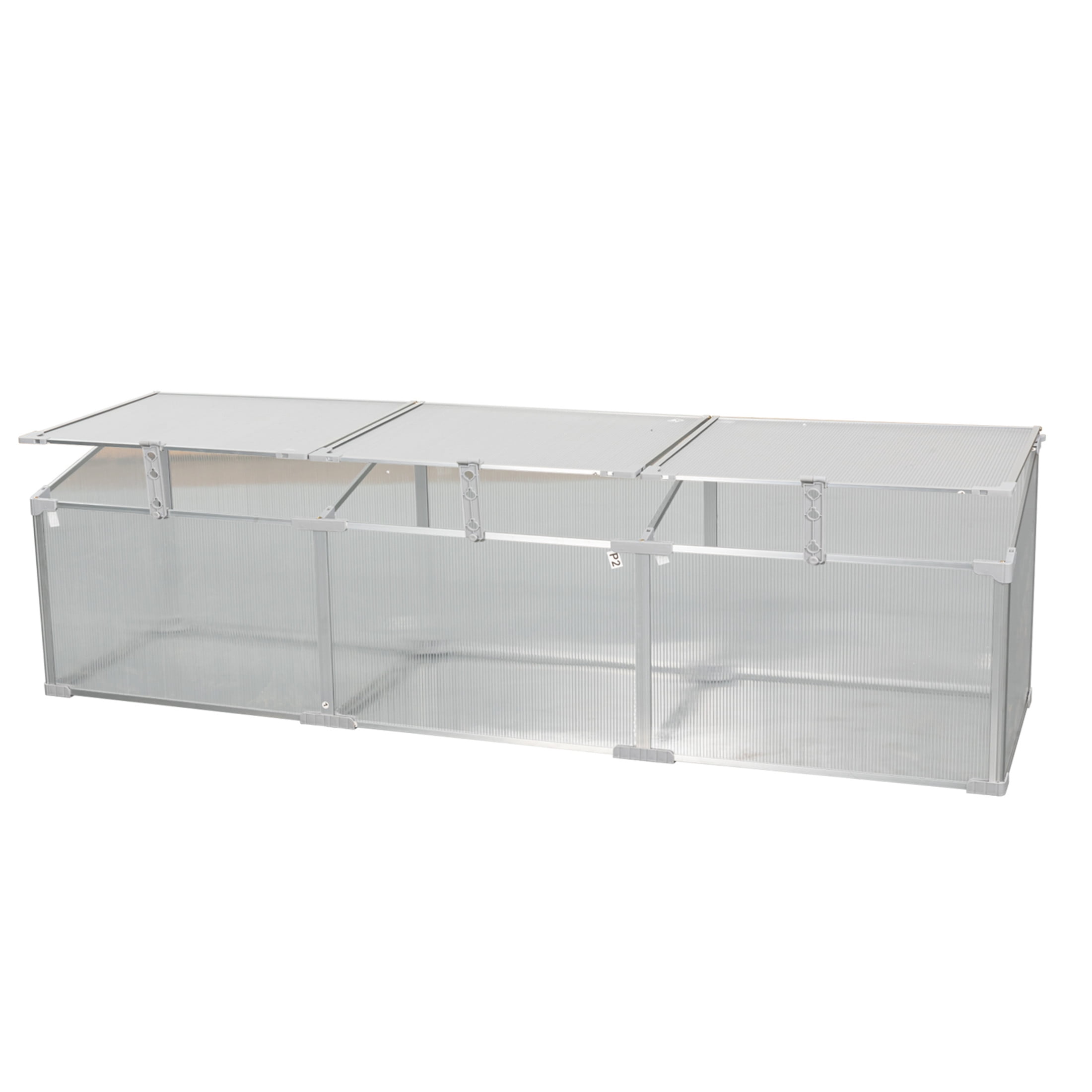 Noble House Aluminum Polycarbonate Outdoor Greenhouse, Winter Plant Vegetable Solarium Nursery, Silver