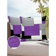 thumbnail image 6 of Pack of 2 Outdoor Pillow Covers, Abstract Art Patchwork Purple Black and Grey Waterproof Square Throw Pillowcase Cushion Decorative Pillow Covers for Couch Patio Tent, 20x20 in, 6 of 6