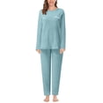 thumbnail image 2 of DuoJiaJ Warm Pajamas For Women Fuzzy Pajama Sets Cozy Fleece Oversized Pullover Pants Sets Loungewear 2 Piece Women's Pajamas Sets Blue, 2 of 4