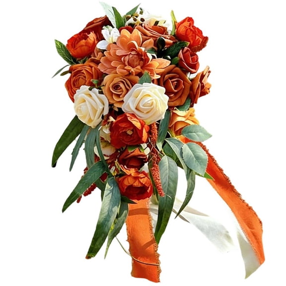 Hfppkn PETG Artificial Bridal Bouquet Red 45cm Lightweight Holding Flower for Graduation Anniversary Party