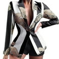 thumbnail image 1 of Gibobby Blazer para mujer chamarra ligera y delgada con bolsillos con abertura en la espalda manga larga para oficina negocios(Blanco,M), 1 of 5